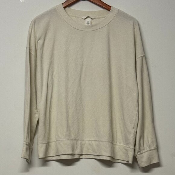 H&M Women's Ivory Cream Long Sleeve Oversized Pullover Casual Shirt Small - Picture 2 of 5